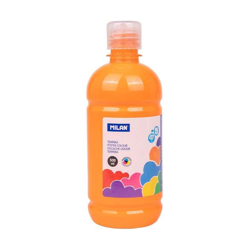 Bottiglia di tempera milano - 500 ml - tappo da dosaggio - asciugatura rapida - miscelabile - colore arancione