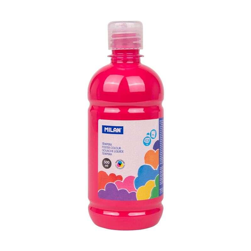 Bottiglia di tempera milano - 500 ml - tappo da dosaggio - asciugatura rapida - miscelabile - colore magenta