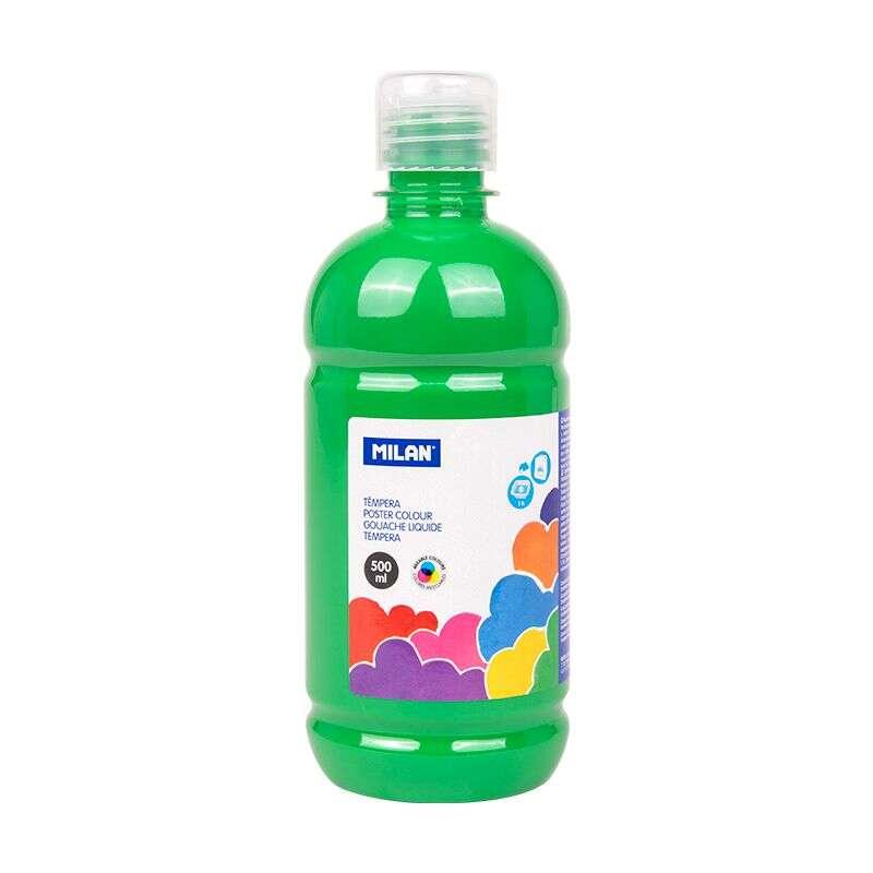 Bottiglia di tempera milano - 500 ml - tappo da dosaggio - asciugatura rapida - miscelabile - colore chiaro verde