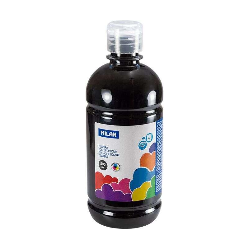 Bottiglia di tempera milano - 500 ml - tappo da dosaggio - asciugatura rapida - miscelabile - colore nero