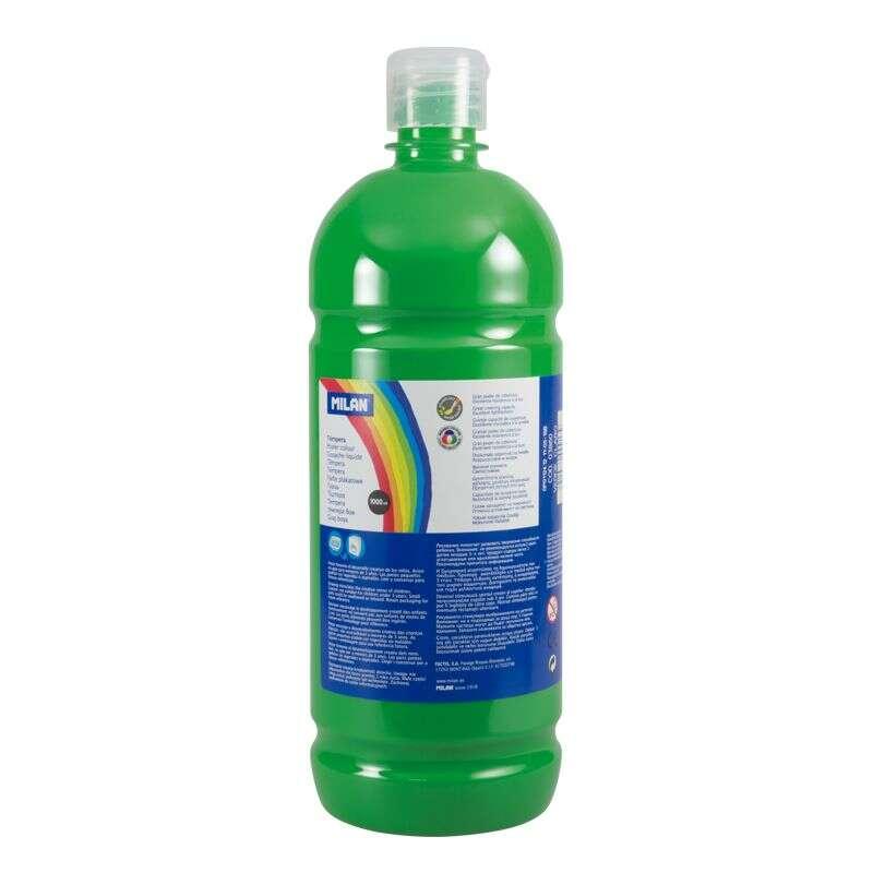 Bottiglia di tempera milano - 1000 ml - tappo da dosaggio - asciugatura rapida - miscelabile - colore chiaro verde