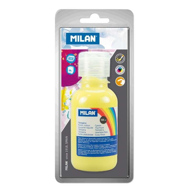 Bottiglia di Milan di tempera da 125 ml - Tappo di dosaggio - asciugatura rapida - miscelabile - colore giallo limone