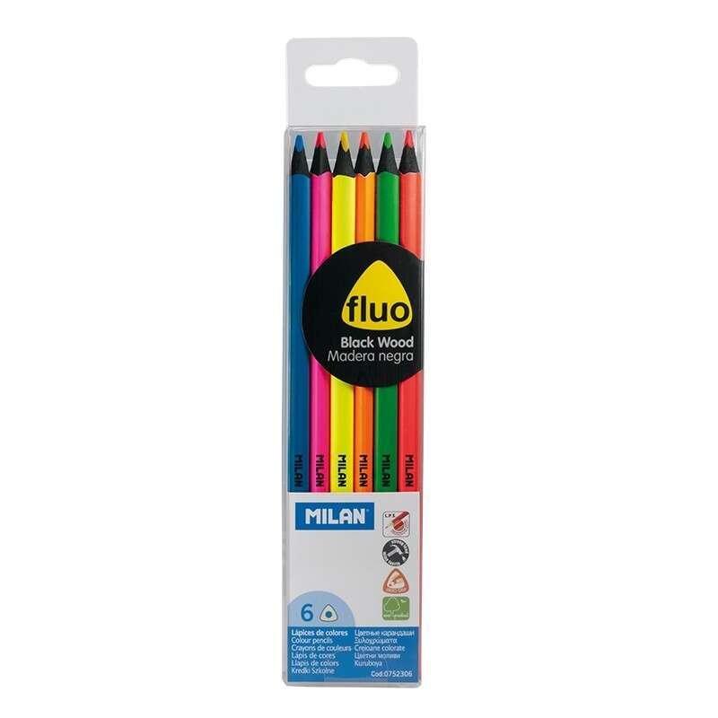 MILANO FLUO PACCHETTO DI 6 PENCHI TRIANGOLARE COLORE - PIOMBO 2.9 mm - Ergonomia - Resistenza alla rottura - Essenza legno - Co