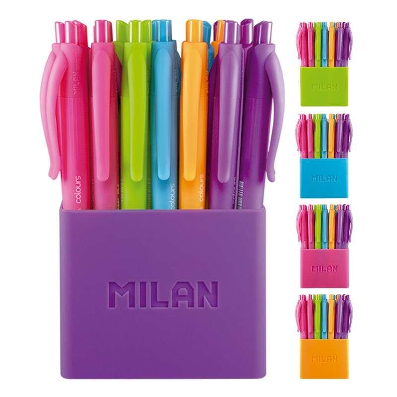 Milan P1 Touch Colors Confezione da 24 ciotole a sfera retrattili - punta rotonda 10 mm - inkjet a base olio - corpo colorato i