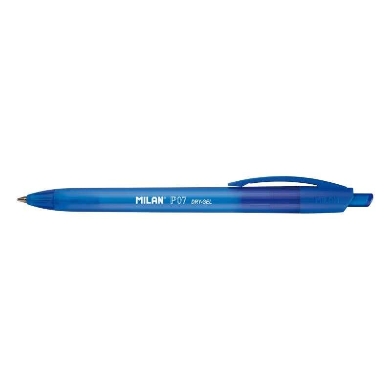 Milan P07 Dry -Gel Retrattile Gel Boligraph - Punta 0,7 mm - Essiccazione rapida - colore blu