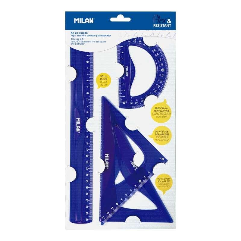 Confezione Milano con 4 maniglie flessibili e resistenti - maniglia, staffa, campanello e trasportatore - colore blu