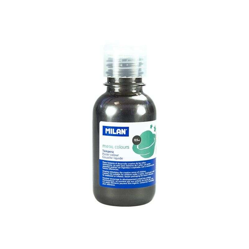 Bottiglia di tempera milano - 125 ml - spina da dosaggio - asciugatura rapida - miscelabile - colore grigio metallico