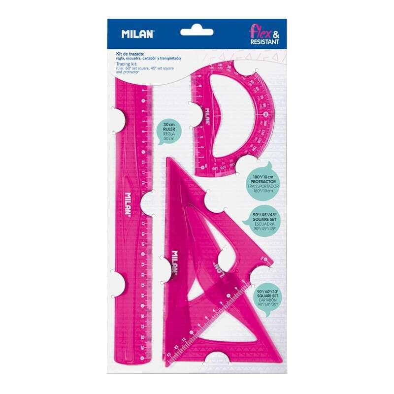 Confezione Milano con 4 maniglie flessibili e resistenti - maniglia staffa campanello e trasportatore - colore rosa