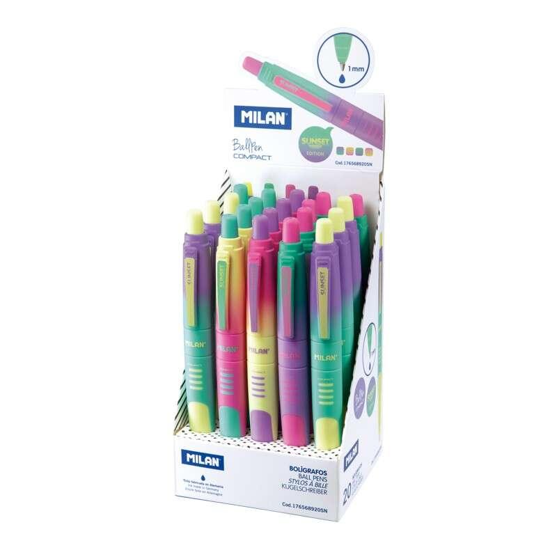MILANA COMPACT Sunset Espositore da 20 palle da bowling con sfere retrattili - punta tonda 1mm - torta per il corpo multicolore