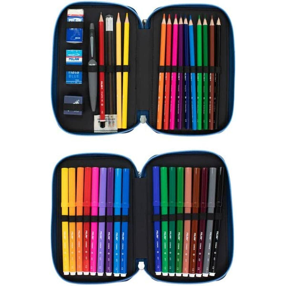 Astuccio Doppio Milan The Fun Azzurro 19,5 x 13 x 5 cm
