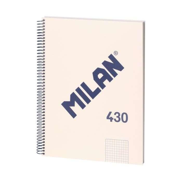 Quaderno Spirale Milano Formato A4 con Reticolo 5x5mm - 80 Fogli da 95 gr/mq - Microperforato 4 Fori - Colore Beige