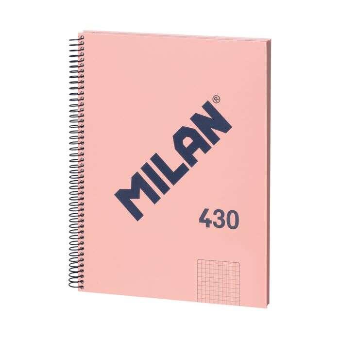 Quaderno Spirale Milano Formato A4 con Griglia 5x5mm - 80 Fogli da 95 gr/mq - Microperforato 4 Fori - Colore Rosa