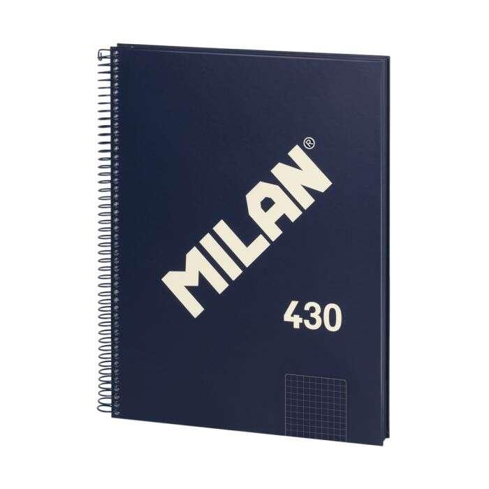 Quaderno Spirale Milano Formato A4 con Griglia 5x5mm - 80 Fogli da 95 gr/mq - Microperforato 4 Fori - Colore Blu Scuro