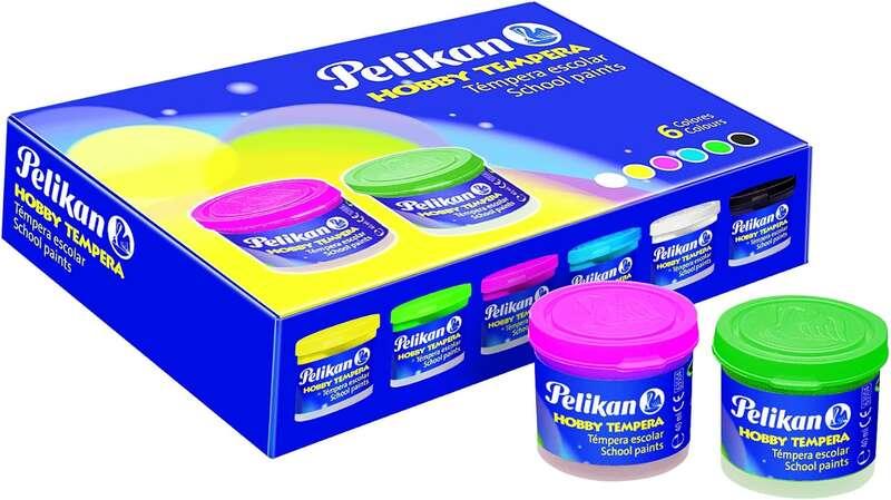 Pelikan Set 6 Tempere - Barattolo 40ml - con Pennello - Barattoli 40ml - 6 Colori 1 Pennello - Pigmenti Selezionati - Consiste