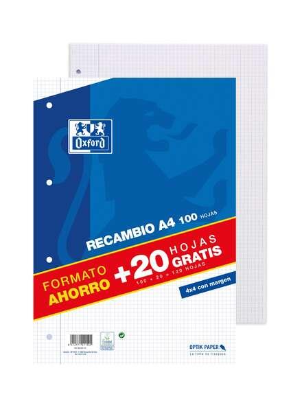 Oxford Sostituzione A4 CrossAk 4x4mm 4 trapani - 100 fogli 20 90GR liberi con margine