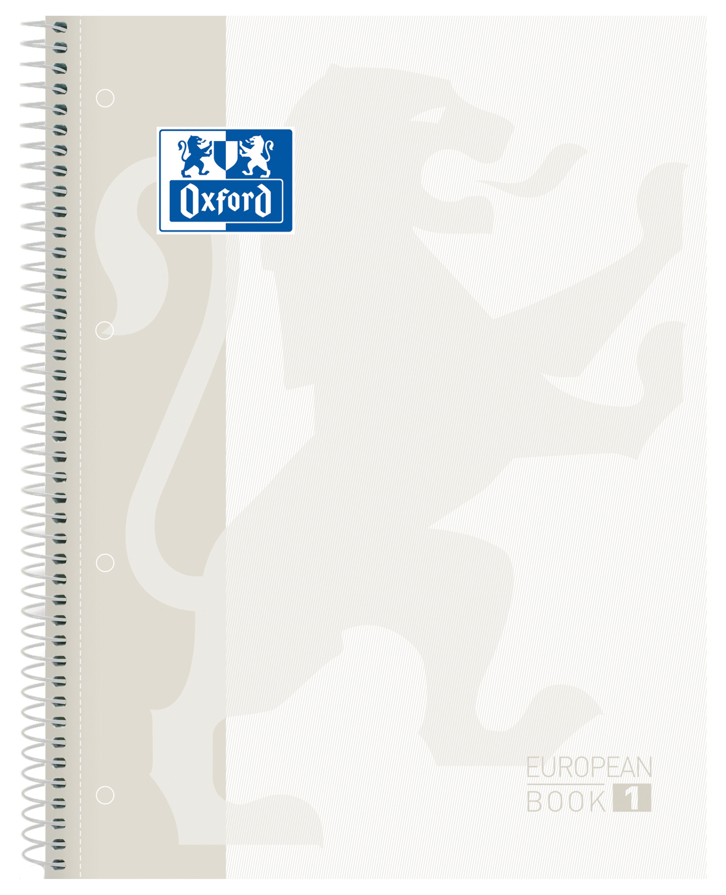Oxford EuropeanBook1 Quaderno a spirale A4 Gardery 5x5mm - 80 fogli - Bianco brillante finezza extra luminosa -LODGE - Banda bi