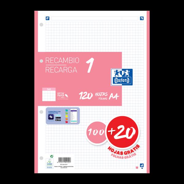 Ricarica A4 Oxford School - 100+20 fogli - Promozione 5x5 - Colore rosa bubblegum