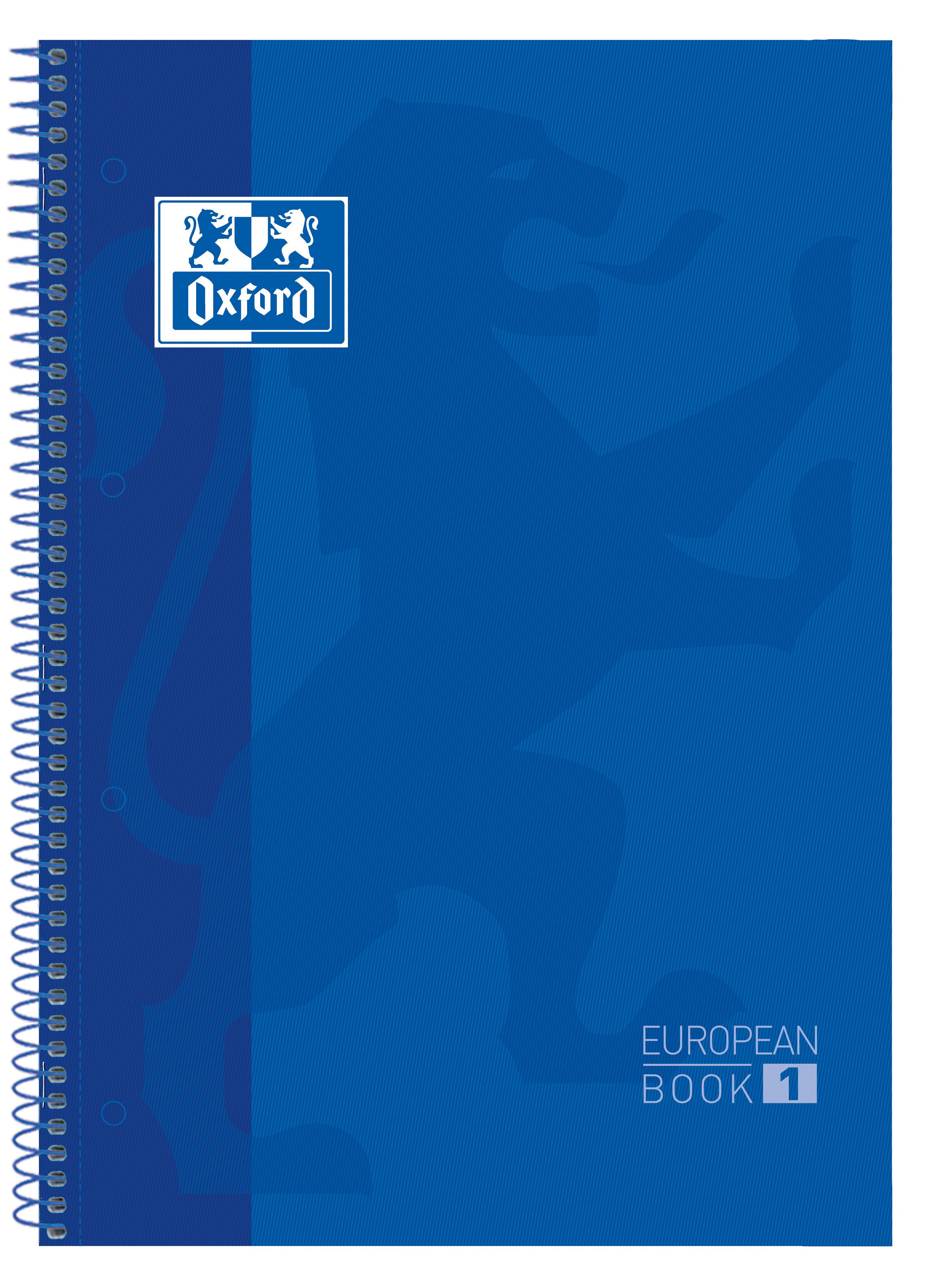 Oxford EuropeanBook1 Quaderno a spirale A4 Gardery 5x5mm - 80 fogli - Finte blu scuro