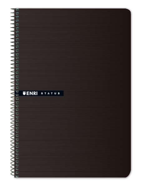 Enri Status 4th Quaderno a spirale con copertina rigida 4x4 - 100 fogli - Colore nero