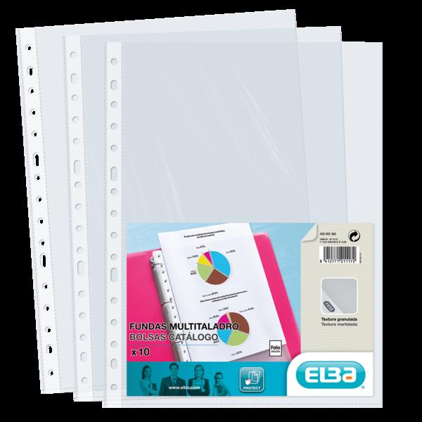 Elba Confezione da 10 coperture multiforo Folio standard - Materiale PP 90 - Colore buccia arancione trasparente