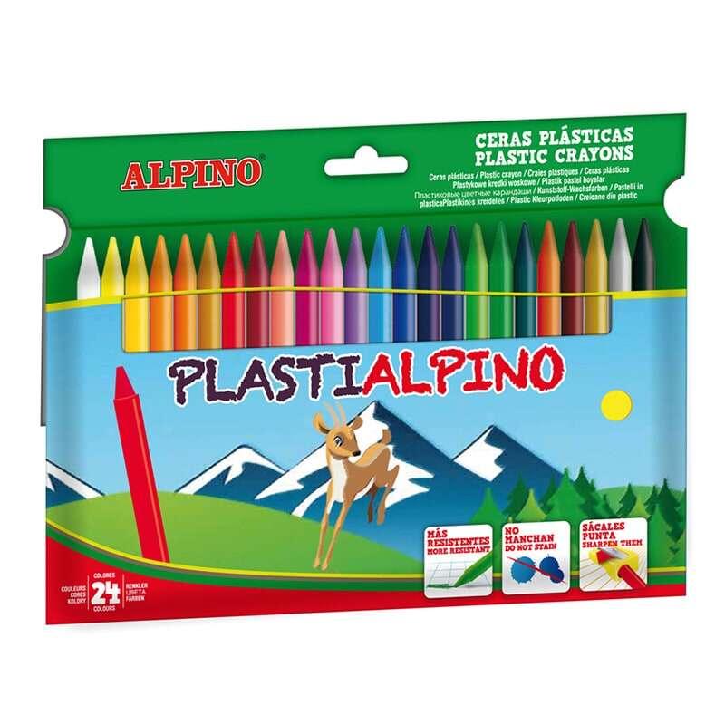 Confezione Alpine da 24 grani di pino in plastica per bambini - materiale resistente e non tessuto - colori vivaci - colori ass