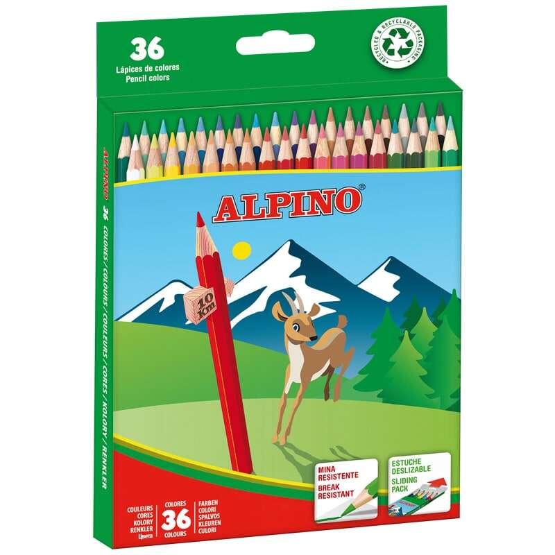 Alpine Pacchetto da 36 matite di colori creativi - Mina 3 mm resistente alla rottura - vetro rimovibile - Colori di assortiment