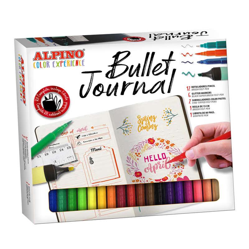 Kit Bullet Journal Alpine Color Experience con 12 pennarelli a punti (07 mm e 29 mm) - 2 pennarelli pastello - 6 pennarelli gli
