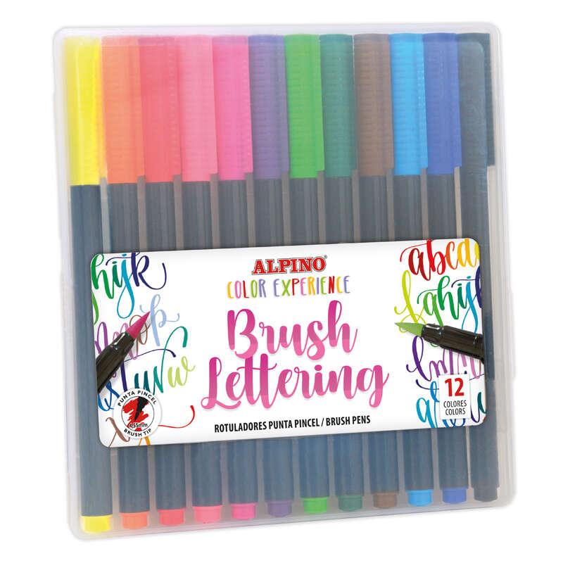 Alpini color experience confezione da 12 pennarelli pennelli - punta pennello 455 mm - Inchioster a base acqua - Colori brillan