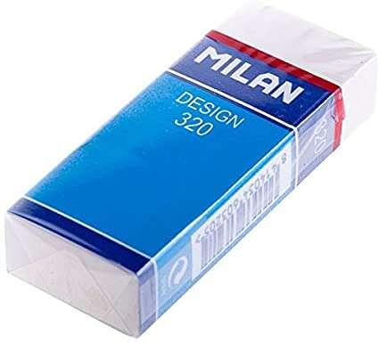 Crema di Milano 320 gomma rettangolare - Plastica - Striscia di cartone blu - Avvolto singolarmente - colore bianco