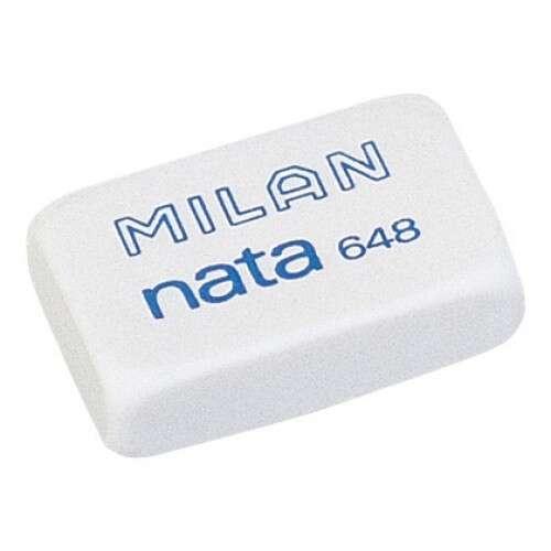 Milan Cream 648 Piccola gomma rettangolare - plastica - non danneggia la carta - colore bianco