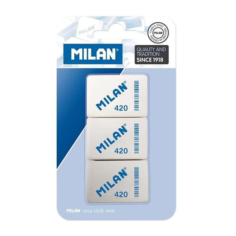 MILANO 420 Pacchetto di 3 gomme rettangolari - Briciola - Gomma sintetica morbida - Colori assortiti