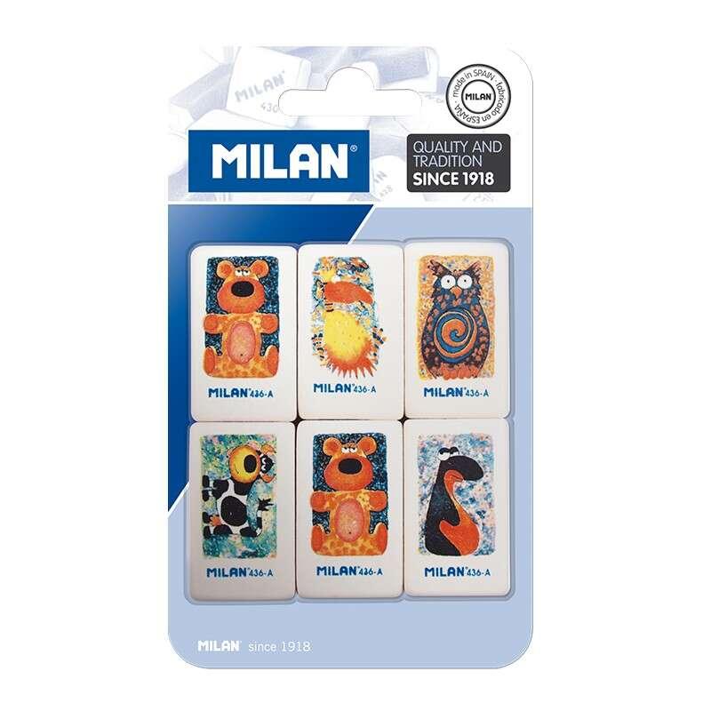 Milano 436A 6 Gens de cancellazione rettangolare - Briciola di pane - gomma sintetica morbida - progettato per bambini supporta
