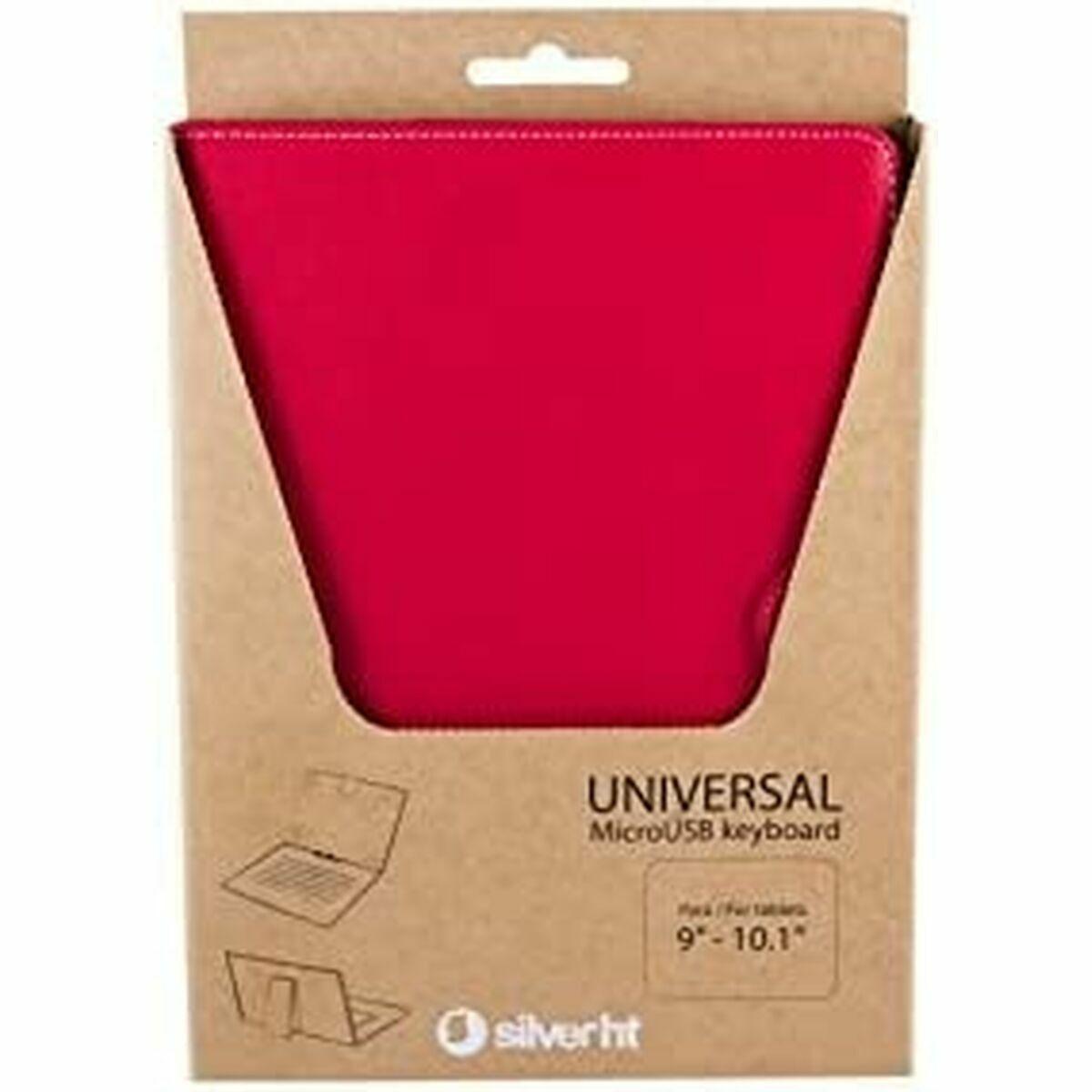 Custodia per Tablet e Tastiera Silver Electronics 111916140199 Rosso Qwerty in Spagnolo 9"-10.1"