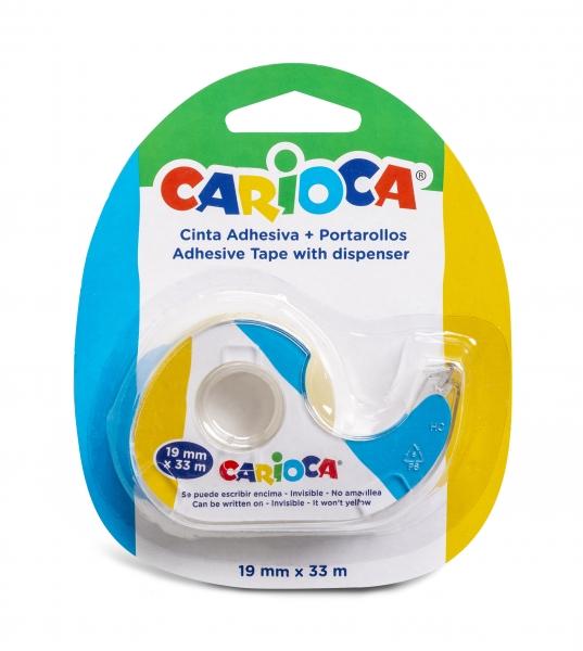 Carioca Blister 1 Porta Rotolo Nastro Adesivo Trasparente - Non ingiallisce nel tempo - Ideale per Carta e Cartone Caratterist