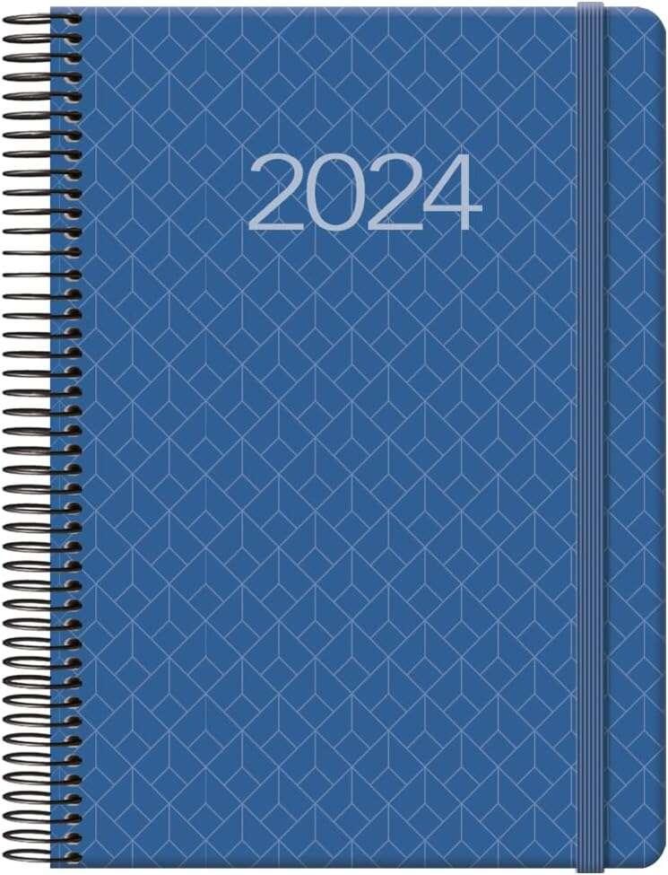 Agenda annuale Dohe Newport - Pagina giornaliera - Rilegatura a spirale metallica - Chiusura in gomma elastica - Sabato e domen
