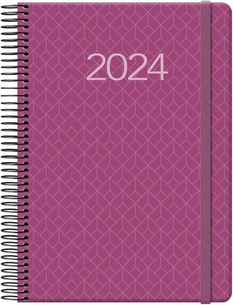 Agenda annuale Dohe Newport - Pagina giornaliera - Rilegatura a spirale metallica - Chiusura in gomma elastica - Sabato e domen
