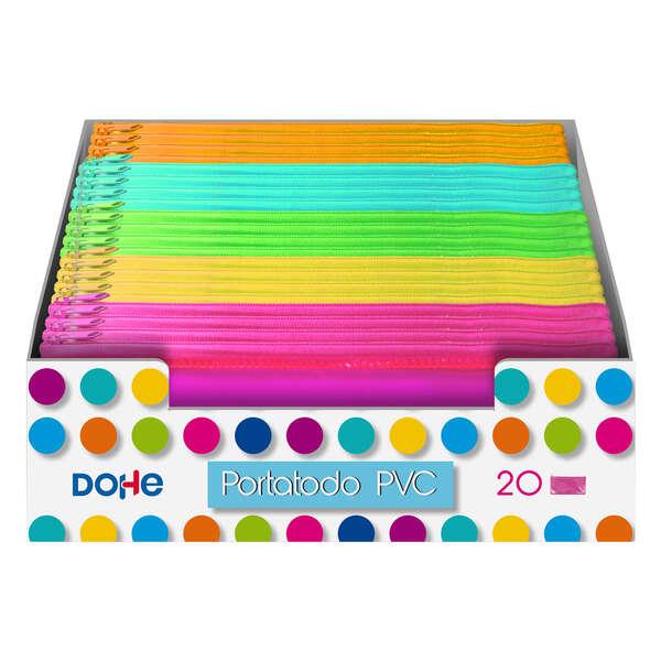 Dohe Espositore da 20 Portapenne Piatti in PVC Trasparente - Colori Assortiti