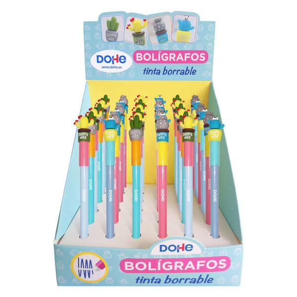 Espositore Dohe da 36 penne Cactus - Inchiostro blu cancellabile - Cappuccio con motivo Cactus