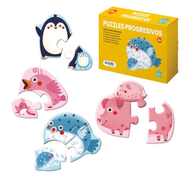 Puzzle Progressivo Dohe per Bambini - Doppio Strato di Cartone - Strato Intermedio di Compensato - Stimola l'immaginazione e il