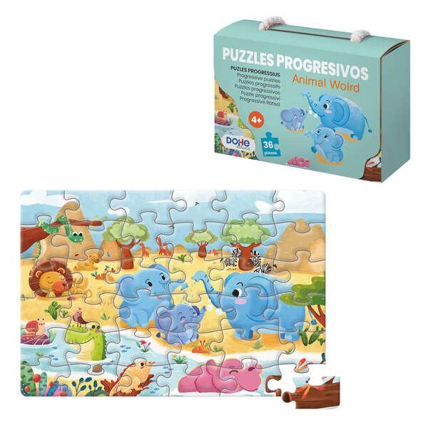 Puzzle per bambini Dohe da 36 pezzi - Realizzato in doppio strato di cartone - Strato intermedio di compensato - Stimola l'imma