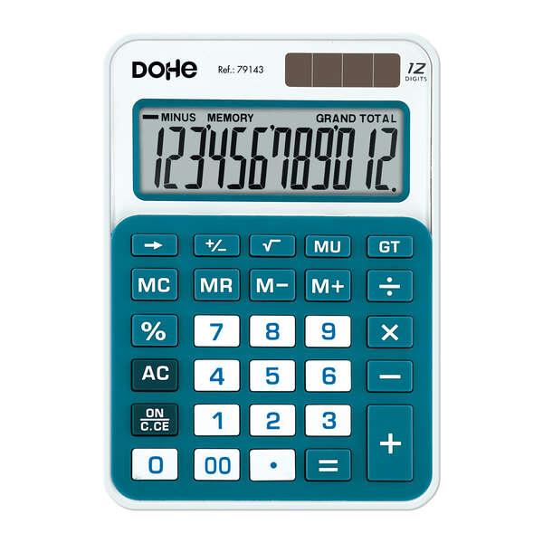 Calcolatrice elettronica Dohe a 12 cifre - Alimentazione solare e a batteria - 4 tasti di memoria - Spegnimento automatico - Ta