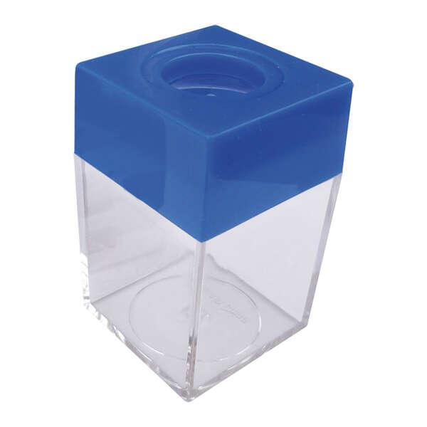 Portaclip in plastica Dohe con deposito trasparente - 42x42x70mm - Boccaglio magnetico blu
