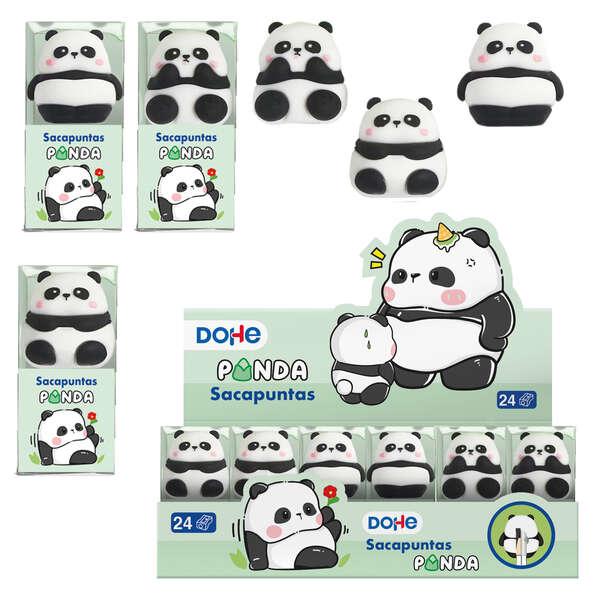 Espositore Dohe da 24 temperamatite Panda - In plastica - Rivestimento in PVC - Lama in acciaio - Presentazione in scatola tras