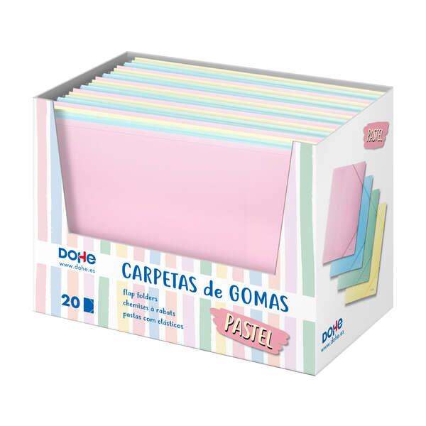 Espositore per cartelle in gomma formato A4 Dohe - 20 unità - Polipropilene da 600 micron - Colori assortiti