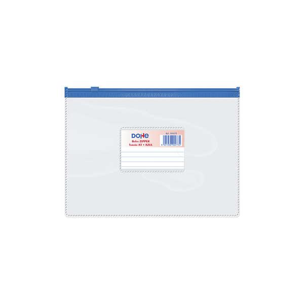 Borsa con cerniera orizzontale Dohe in PVC trasparente da 150 micron - Formato A5 - Chiusura ermetica con cerniera - Apertura s