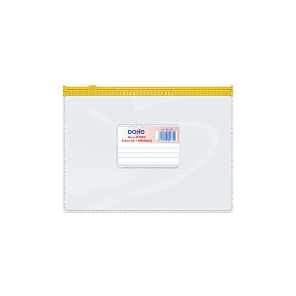 Borsa con cerniera orizzontale Dohe in PVC trasparente da 150 micron - Formato A5 - Apertura superiore - Chiusura ermetica con