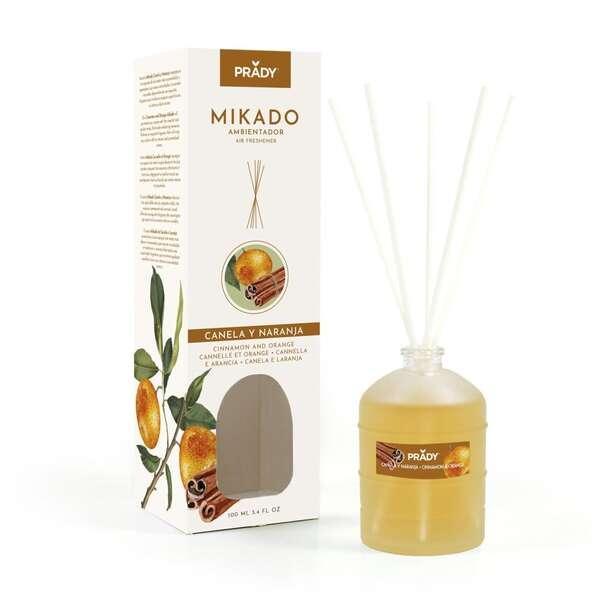 Prady Mikado Cannella e Abronmo arancione - bicchiere economico da 100 ml e diffusore bacchette