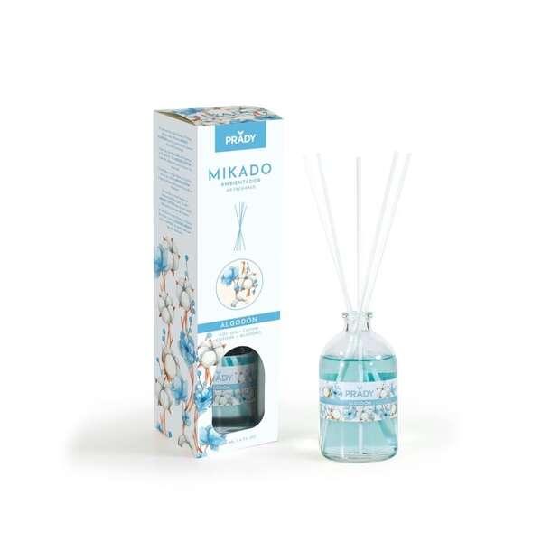 Prady Mikado Cotone Ambiente - Flacone in vetro da 100 ml e bacchette diffusore
