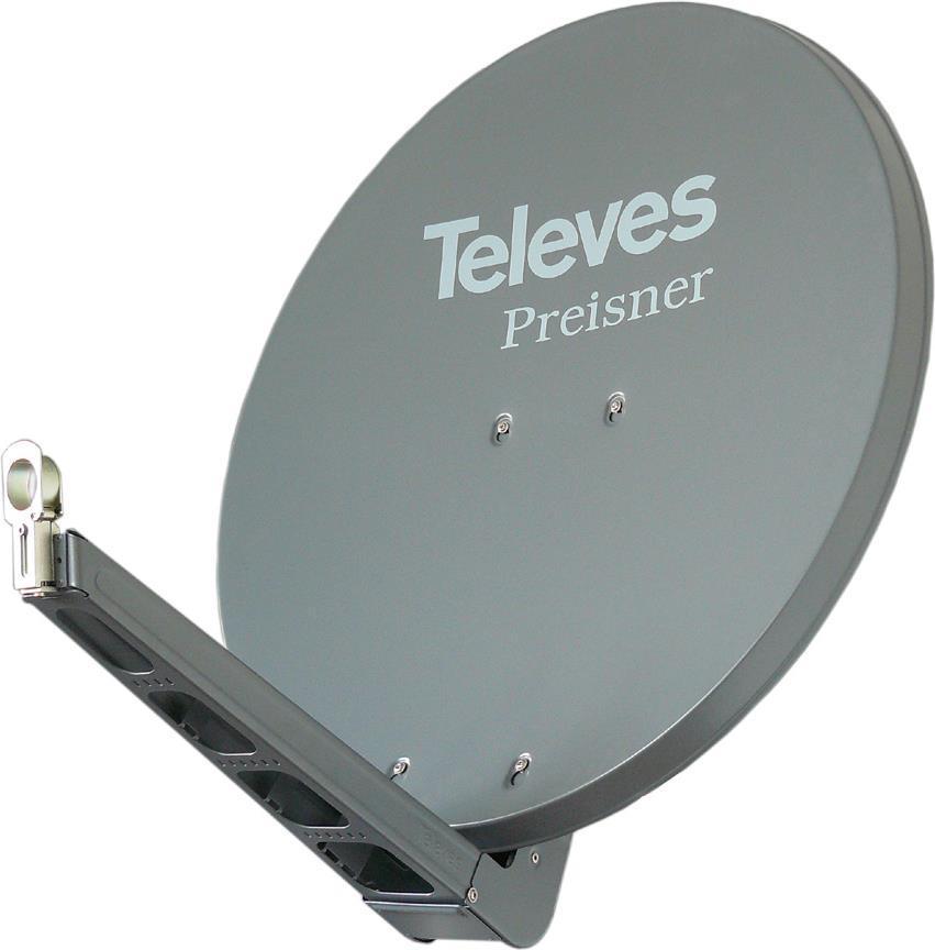 Teles S75QSD-G. Gamma di frequenza di ingresso: 10,7 - 12,75 GHz, rinforzo DBI (con cavo dell'antenna): 38,5 DBI. Peso: 8,5 kg.
