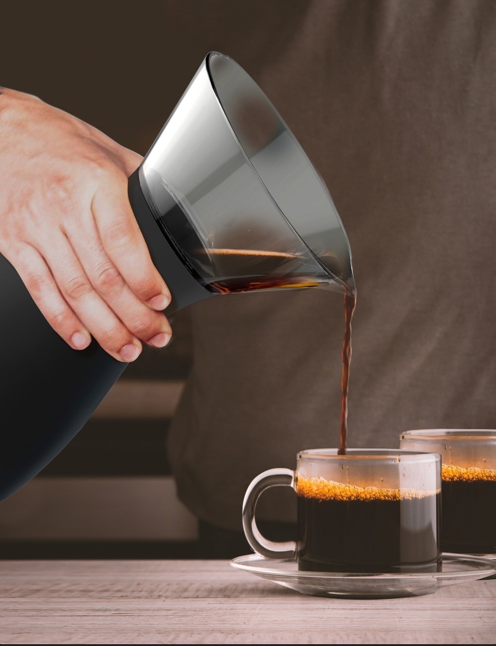 Asobu - Caffettiera con filtro Pour Over nera nera